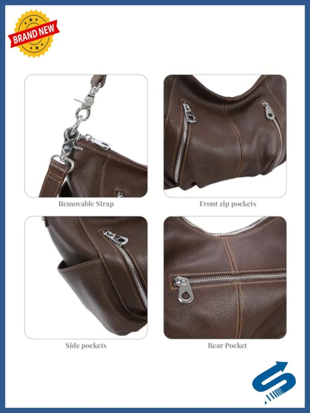 Genuine Leather Shoulder Hobo Bag Crossbody Satchel Handbag Tote Purse